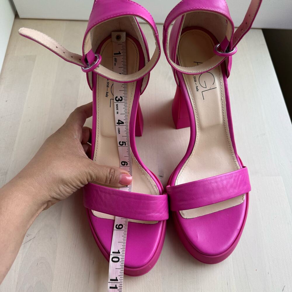 AGL Janis 110 Hot Pink Leather Platform Sandals Size 40 / US 10 - Picture 9 of 12